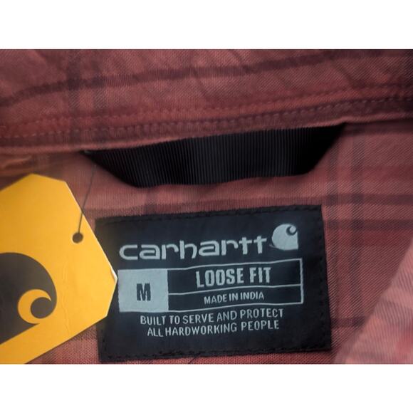 New CARHARTT Loose Fit Midweight Short Sleeve 100% Cotton Plaid Shirt MEDIUM - Picture 4 of 4
